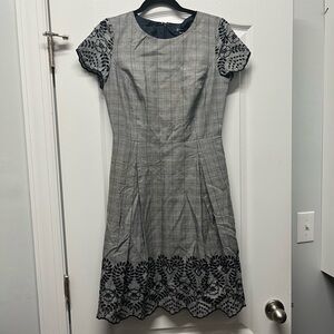 Brooks Brothers Plaid Dress with navy Embroidery